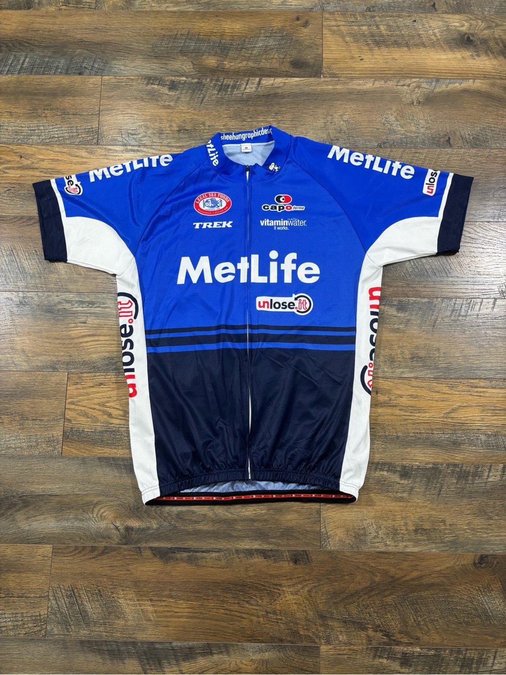 Women's MetLife blue & White Men’s Cycling Jersey